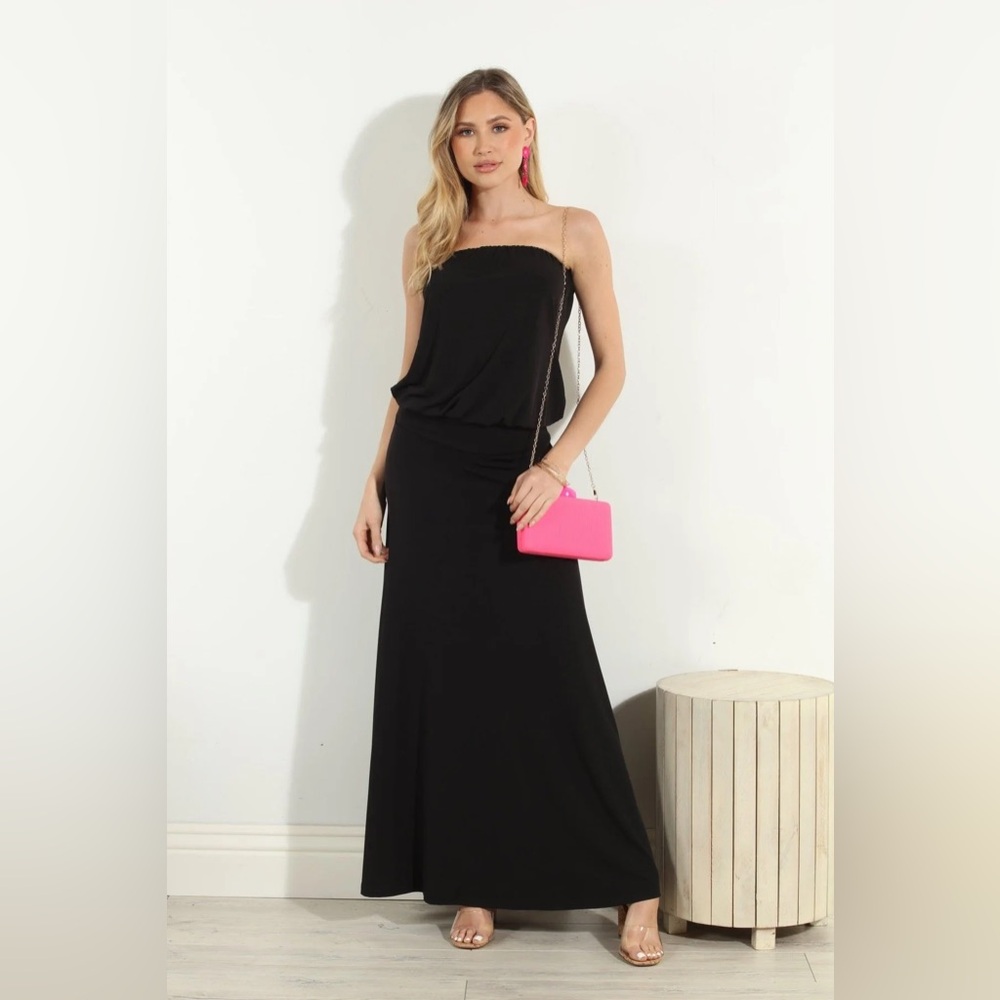 Veronica M black strapless maxi Sz L